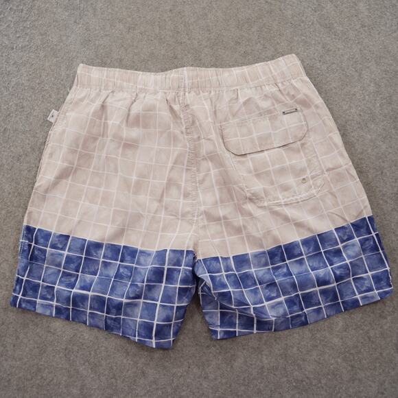 Vintage Summer Board Shorts Mens Large Blue Swim Surf Drawstring Print New - Picture 2 of 14
